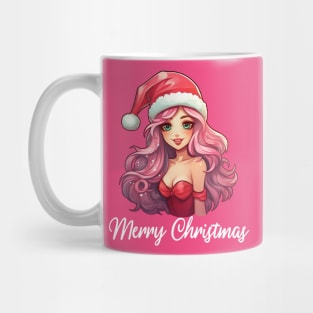 Pink Haired Girl - Merry Christmas (Black Lettering) Mug